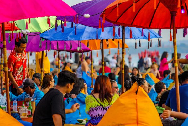 Beach photo with umbrellas taken by the photographer at MoMac