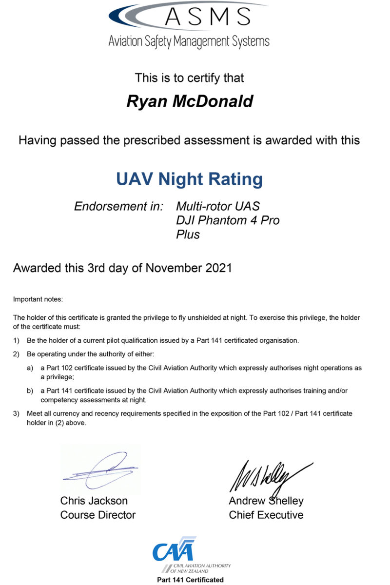 Ryan McDonald - UAV Night Rating